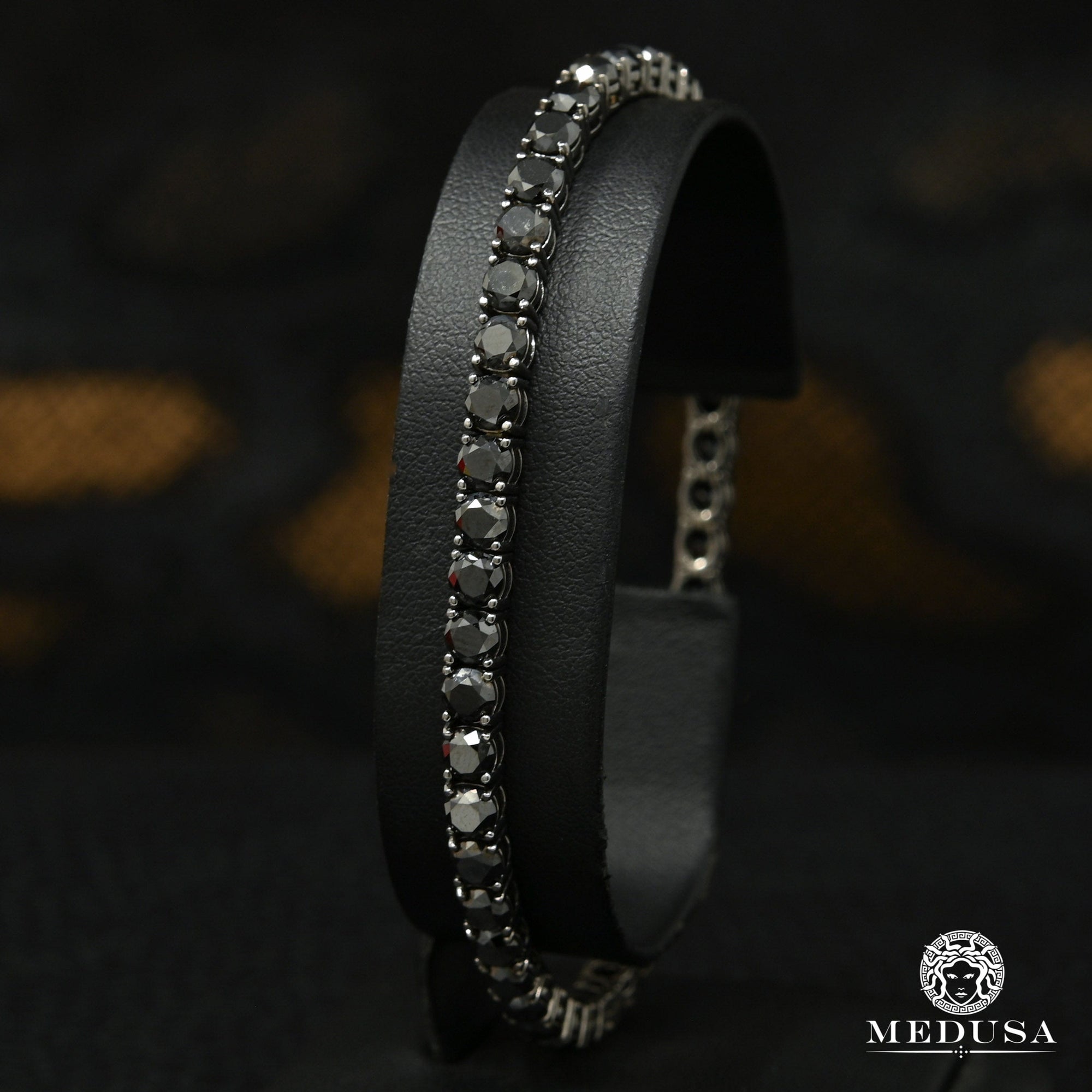 Bracelet à Diamants en Or 10K | Bracelet Homme 4mm Bracelet Tennis - Diamant Noir Or Noir