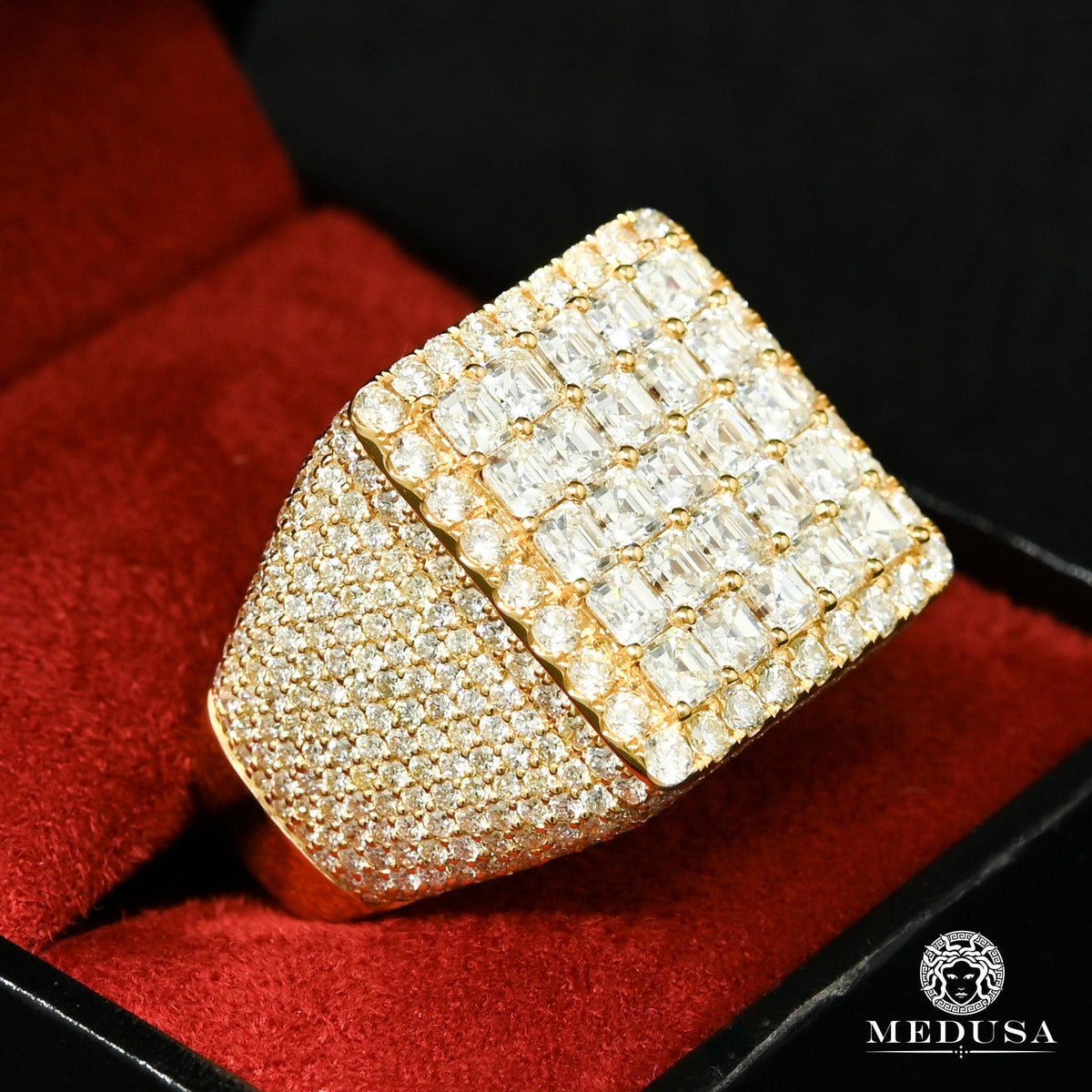 14K gold diamond ring | Luxurious D16 - Princess Cut Men's Ring ...