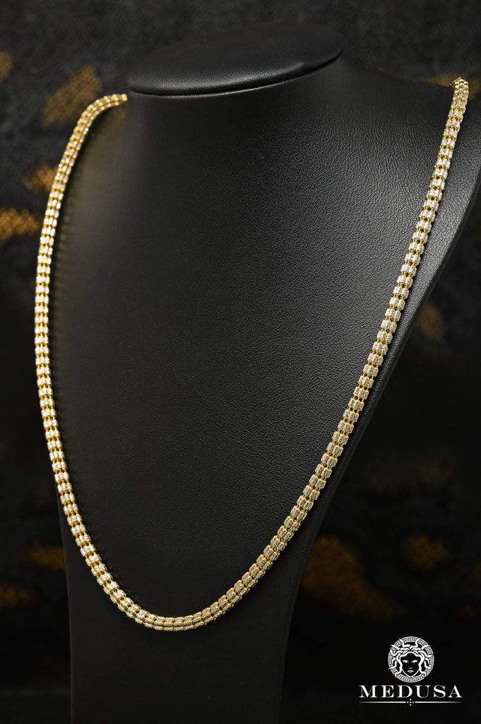 10K Gold Chain | 4.5mm Ice Chain 2 Tone Chain | Medusa Jewelry
