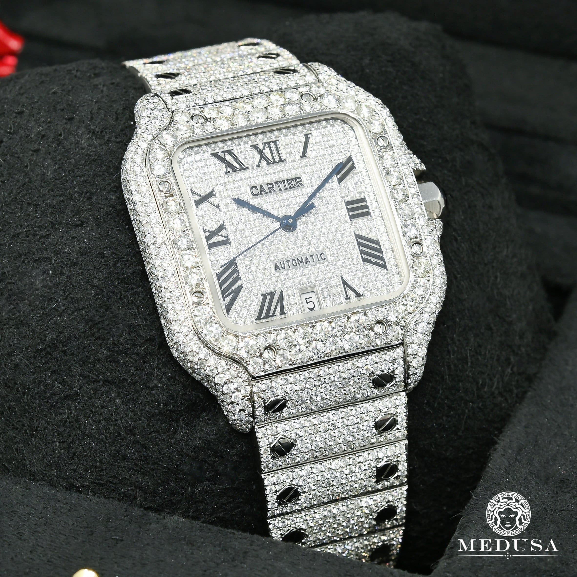 Cartier Santos 100 de 40 mm Dial completo helado