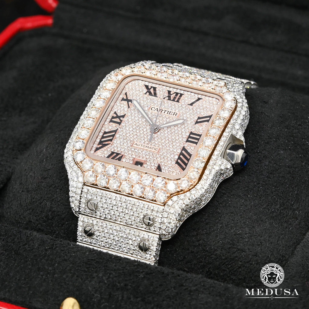 40mm Cartier Santos 100 XL Full Iced Everose