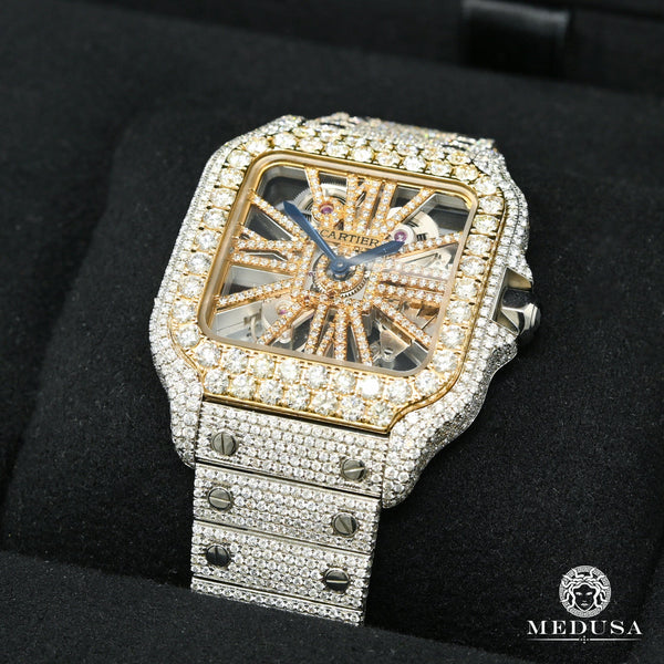 40mm Cartier Santos Skeleton Full Iced