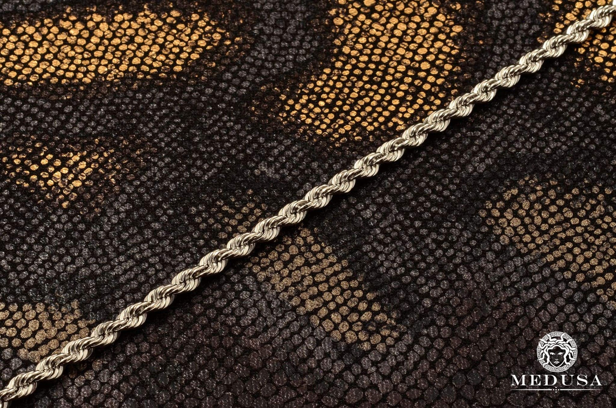 10K Gold Chain | 4mm Rope White Gold Chain | Medusa Jewelry