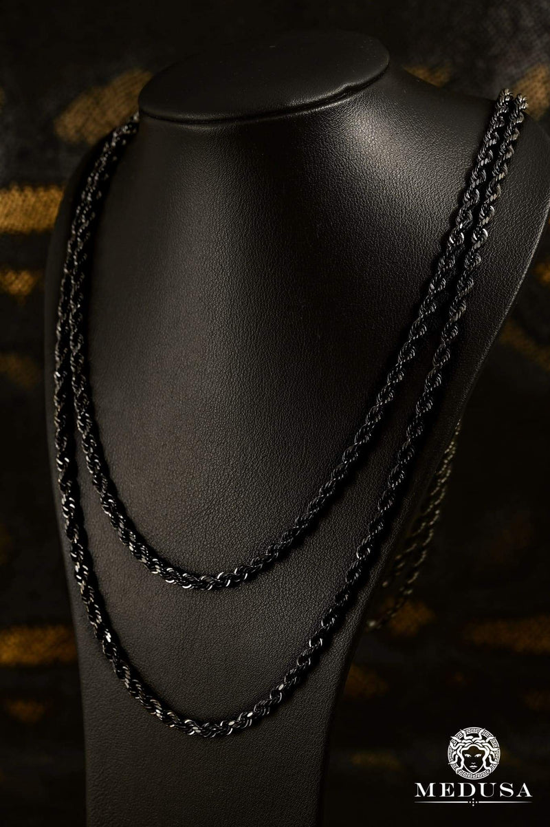 10K Gold Chain | 4mm Rope Gold Black Chain | Medusa Jewelry