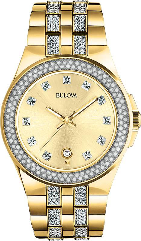 Bulova crystal men's online stainless steel bracelet watch