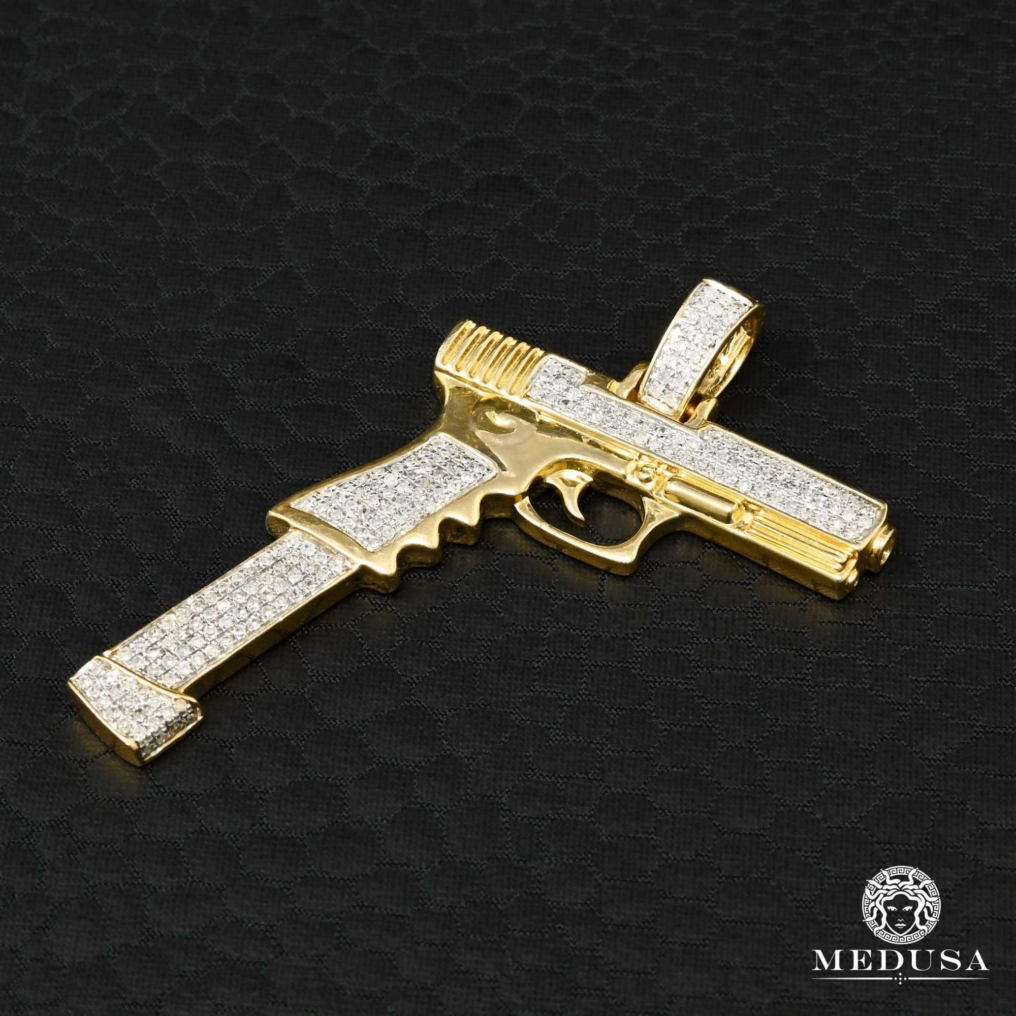 Pendentif à Diamants en Or 10K | Pendentif Divers Glock D1 - Diamant Or 2 Tons