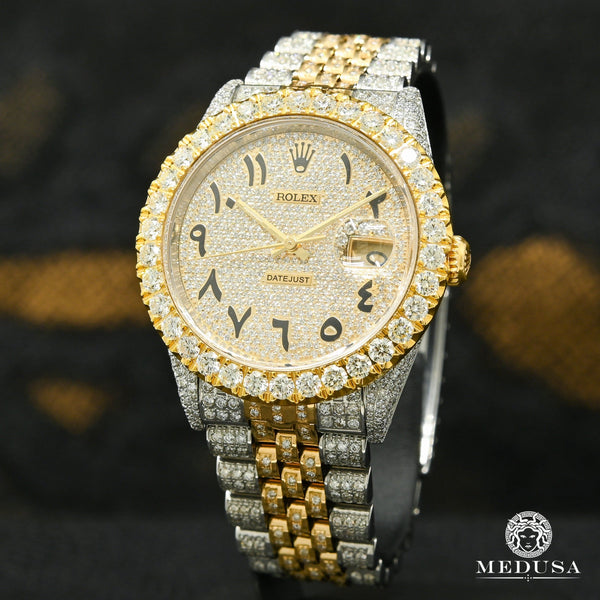 Rolex Datejust 36mm Full Iced Arabic Two Tone