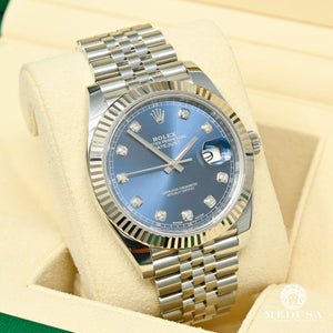 Rolex datejust 41 clearance blue dial jubilee diamond