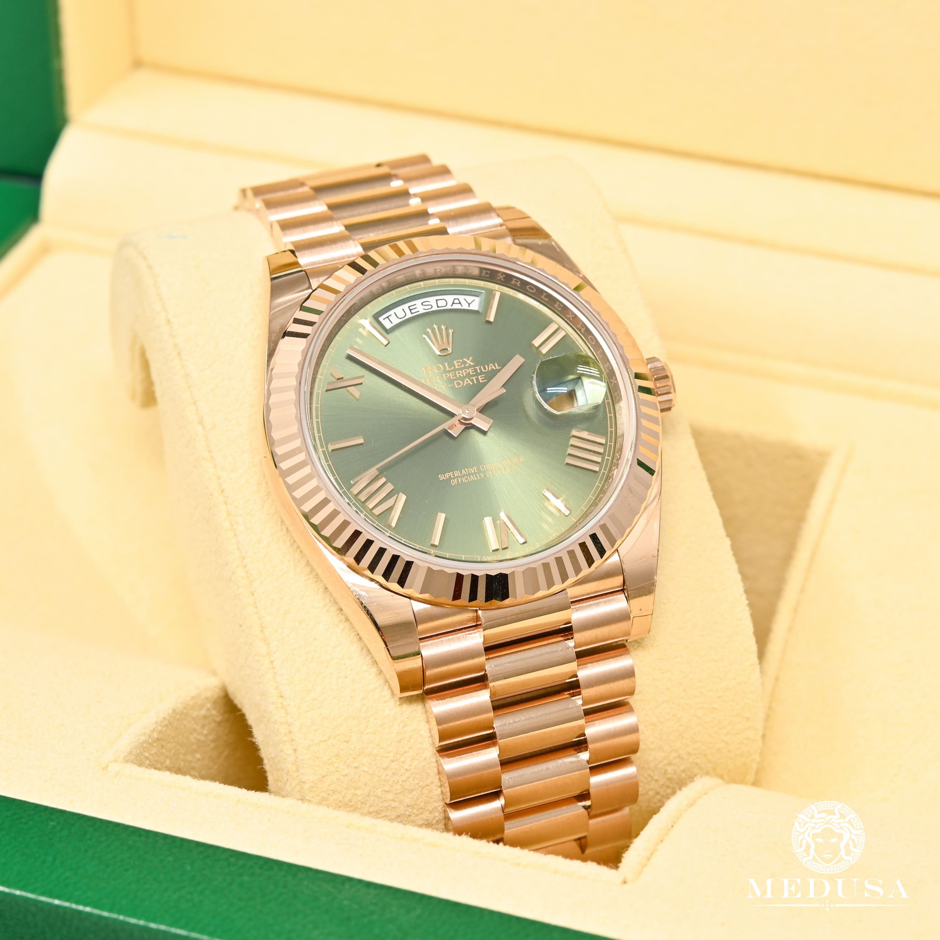 Rolex presidential best sale olive face