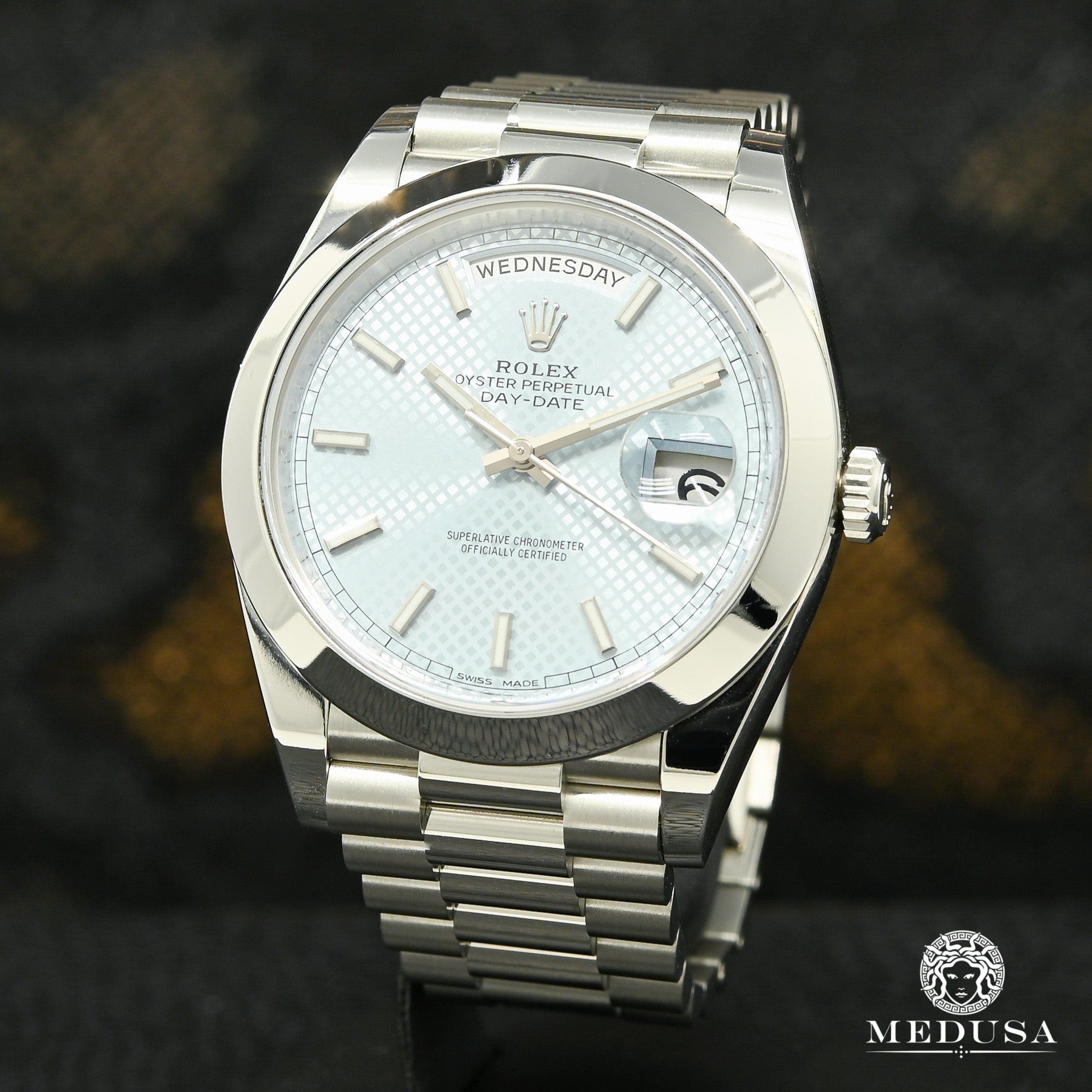 Rolex President Day Date 40mm Platinum Blue Indexes